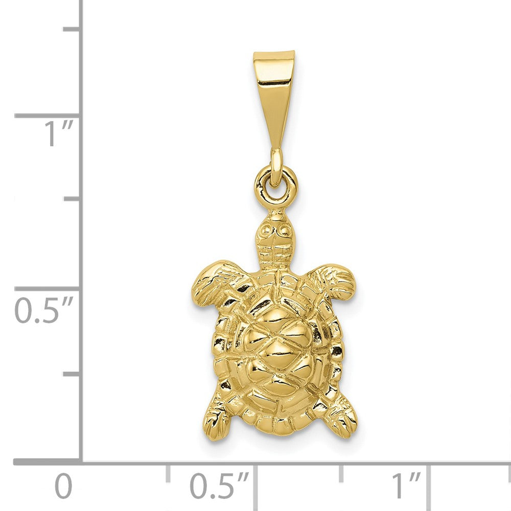 10k Yellow Gold 11.5 mm Solid Polished Open-Backed Sea Turtle Charm (1.66 grams)