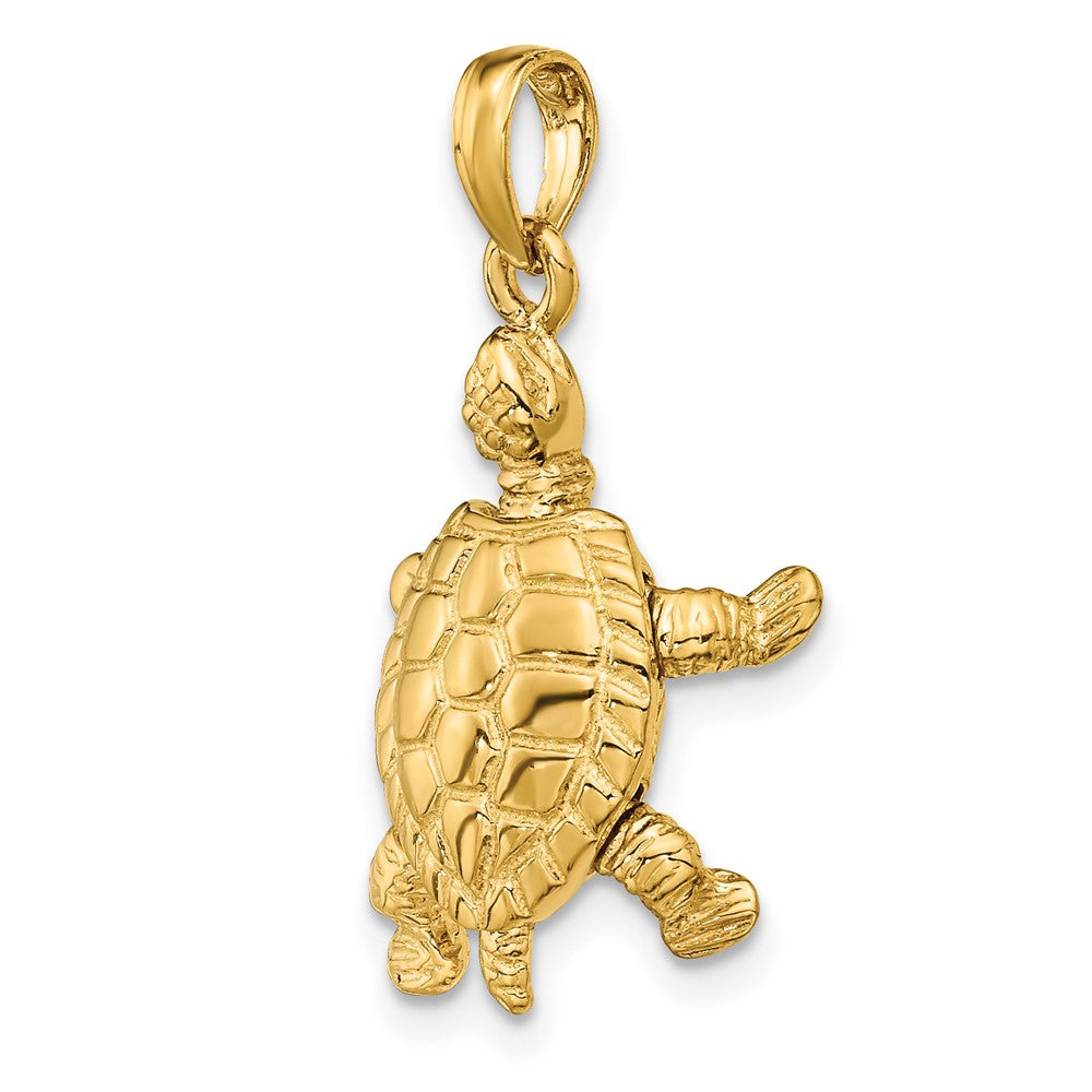 10k Yellow Gold 16 mm Solid Polished 3-D Moveable Turtle Pendant (3.15 grams)