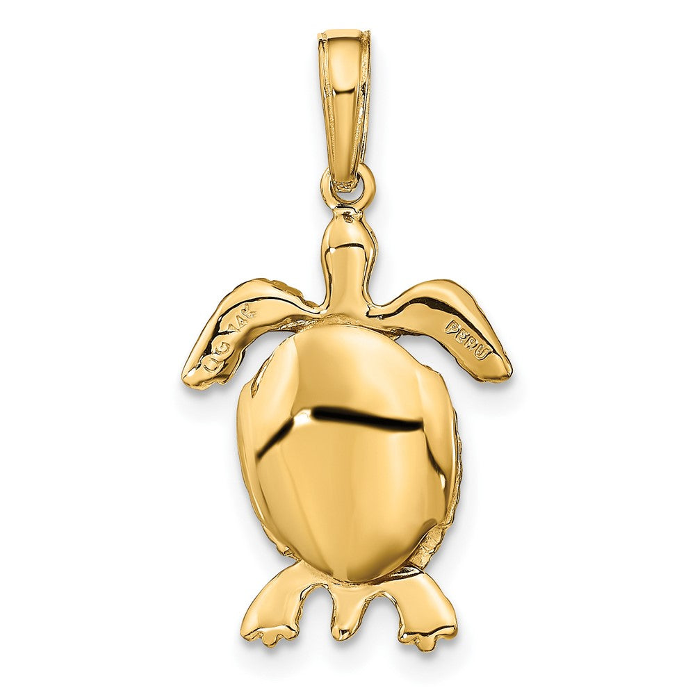 10k Yellow Gold 14 mm 3-D Moveable Turtle Pendant (2.11 grams)