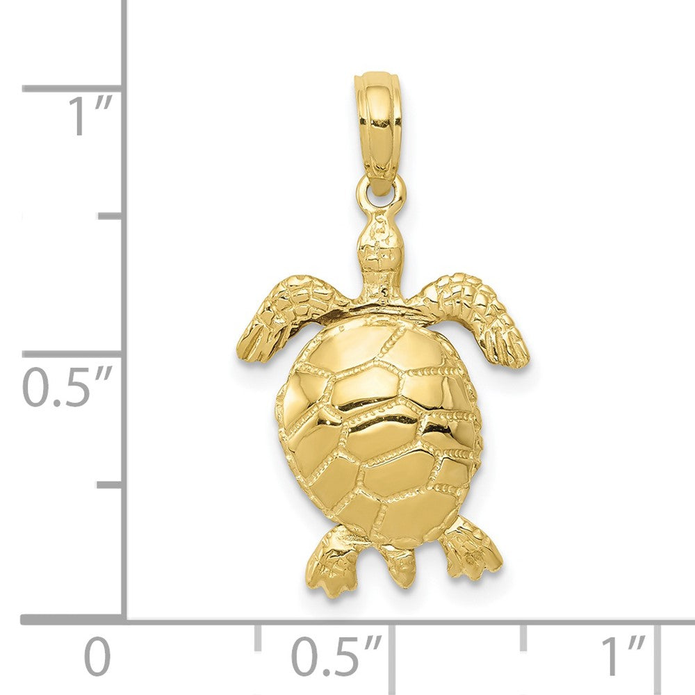 10k Yellow Gold 14 mm 3-D Moveable Turtle Pendant (2.11 grams)