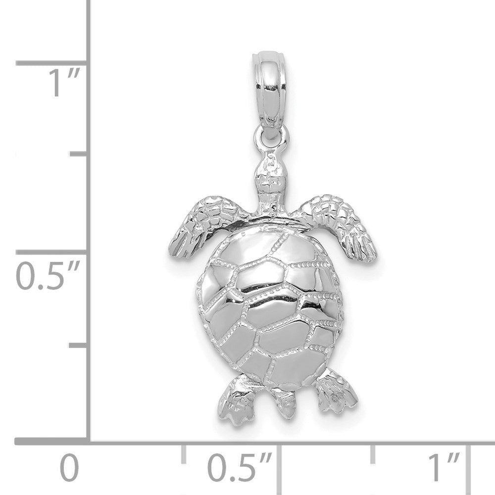 10k White Gold 14.15 mm 3-D Moveable Turtle Pendant (2.13 grams)