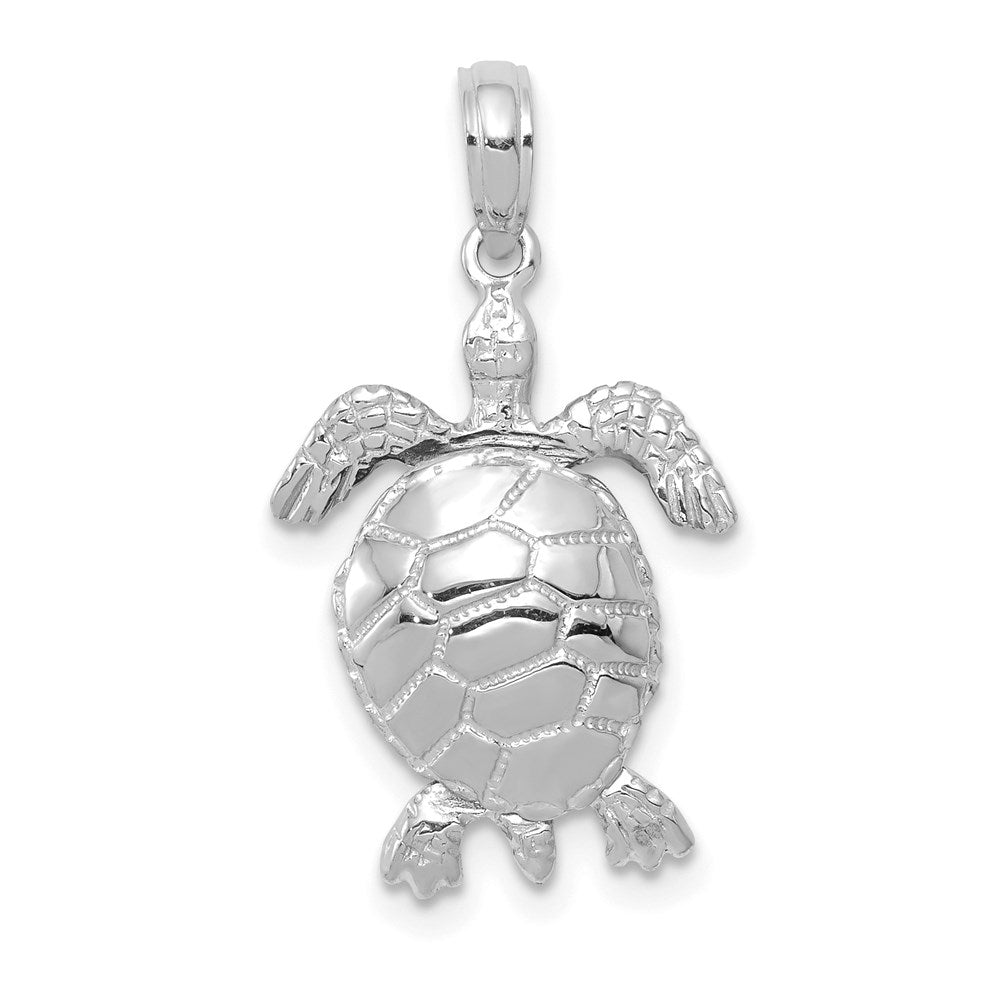 10k White Gold 14.15 mm 3-D Moveable Turtle Pendant (2.13 grams)