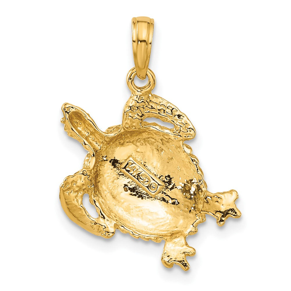 10k Yellow Gold 18 mm Solid Polished Open-Backed Turtle Pendant (1.96 grams)