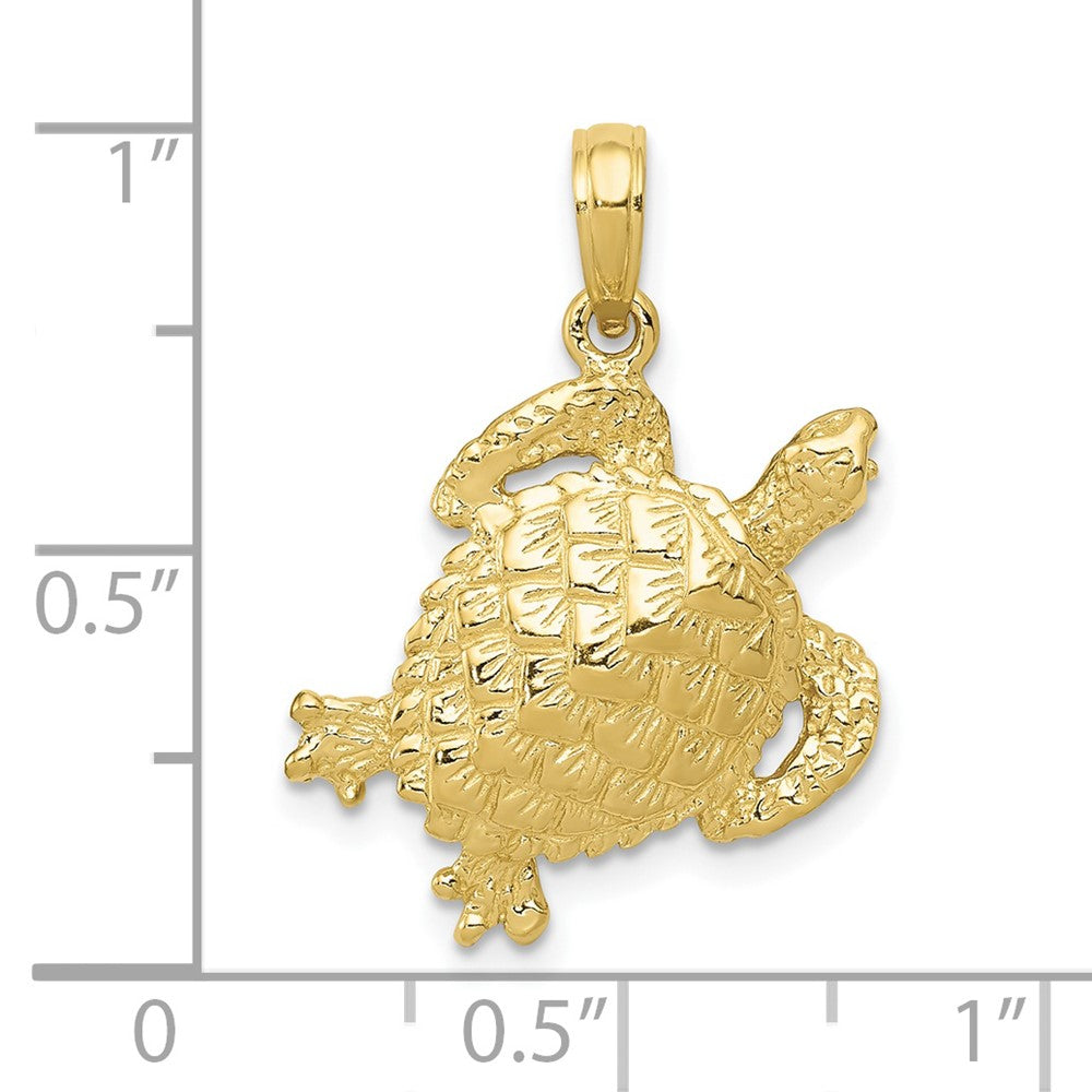 10k Yellow Gold 18 mm Solid Polished Open-Backed Turtle Pendant (1.96 grams)