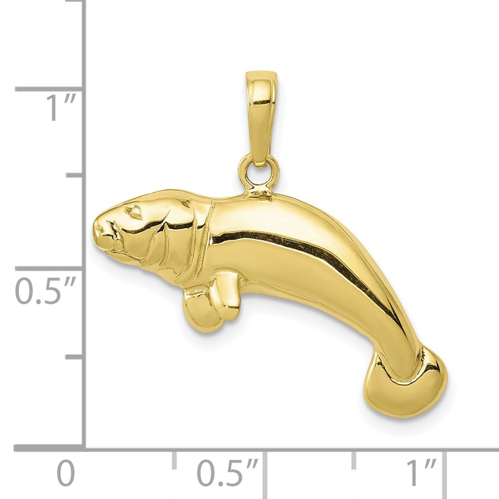 10k Yellow Gold 25 mm Solid Polished Manatee Pendant (2.43 grams)