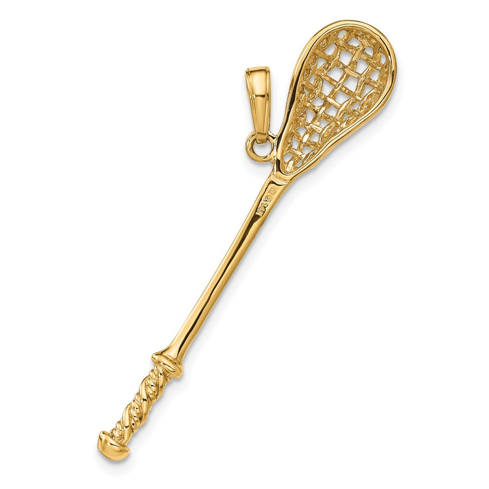 10k Yellow Gold 33 mm Solid Polished 3-D Lacrosse Stick Pendant (2.11 grams)