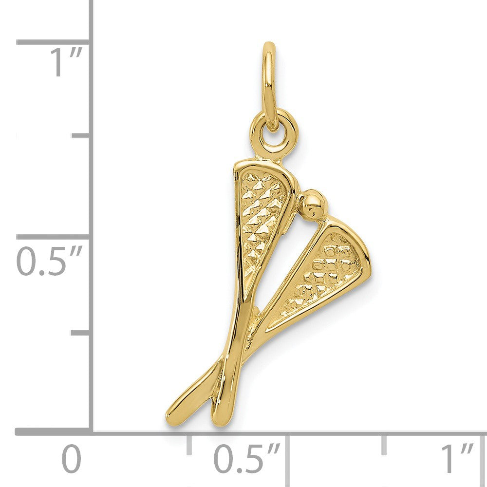 10k Yellow Gold 11 mm Polished Lacrosse Sticks Charm (0.9 grams)