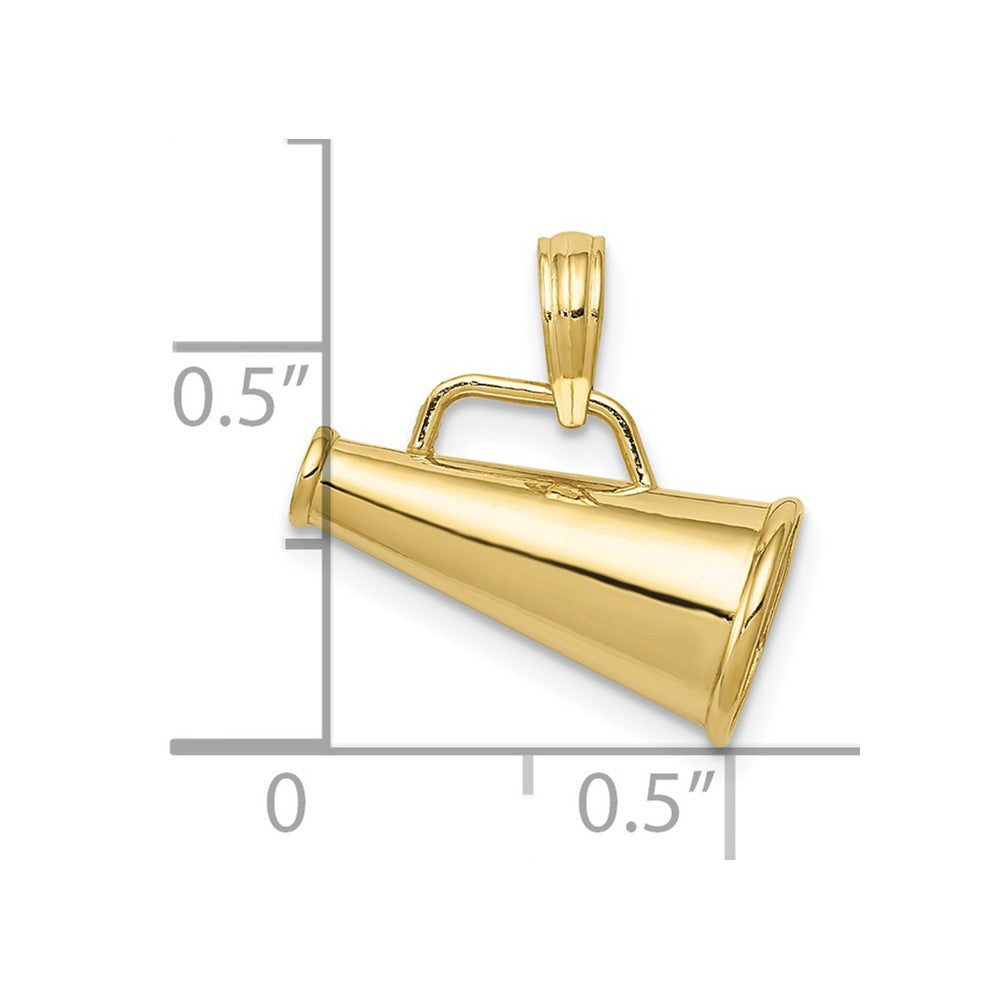 10k Yellow Gold 16.5 mm Polished 3-D Small Megaphone Pendant (1.63 grams)