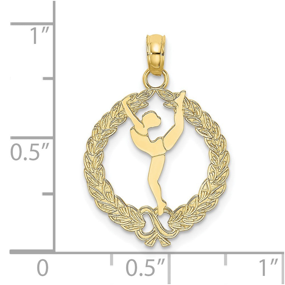 10k Yellow Gold 16.7 mm Solid Polished Framed Gymnast Pendant (0.92 grams)