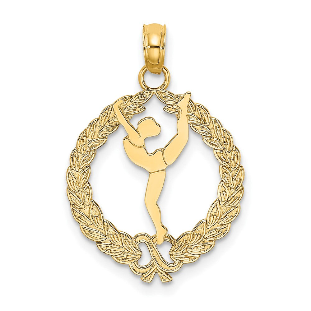 10k Yellow Gold 16.7 mm Solid Polished Framed Gymnast Pendant (0.92 grams)