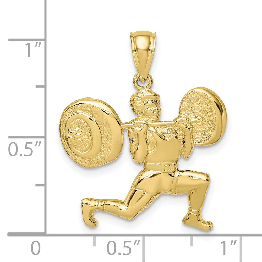 10k Yellow Gold 23.1 mm Solid Polished Weightlifter Charm (2.61 grams)