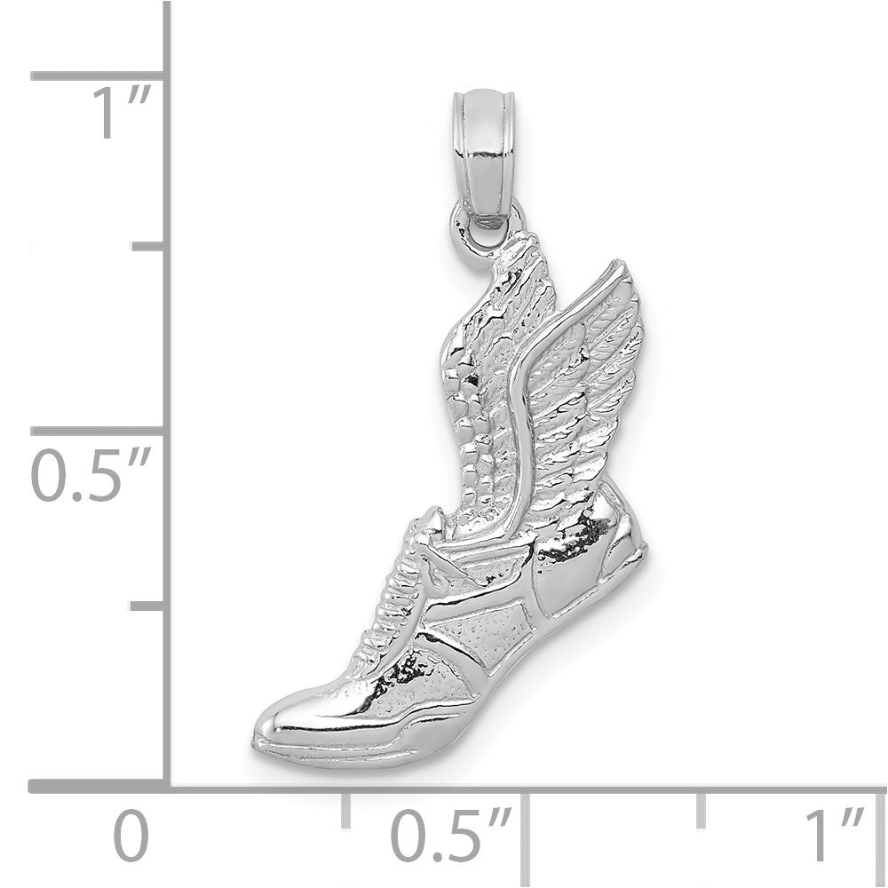 10k White Gold 10.7 mm Polished Running Shoe Pendant (1.41 grams)