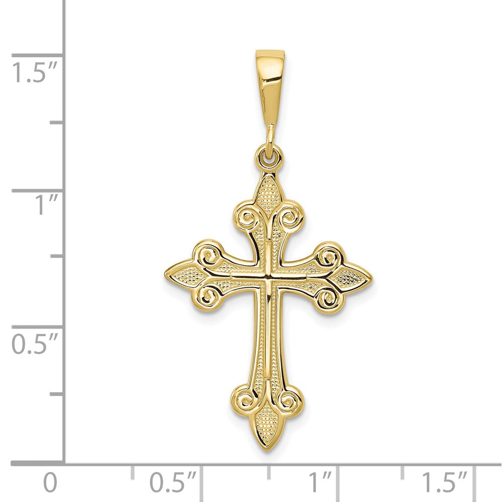 10k Yellow Gold 20 mm Fleur de Lis Cross Pendant (1.46 grams)