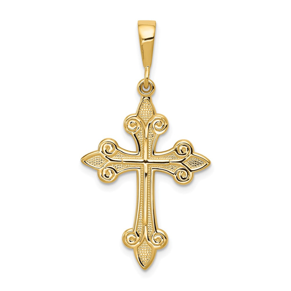 10k Yellow Gold 20 mm Fleur de Lis Cross Pendant (1.46 grams)