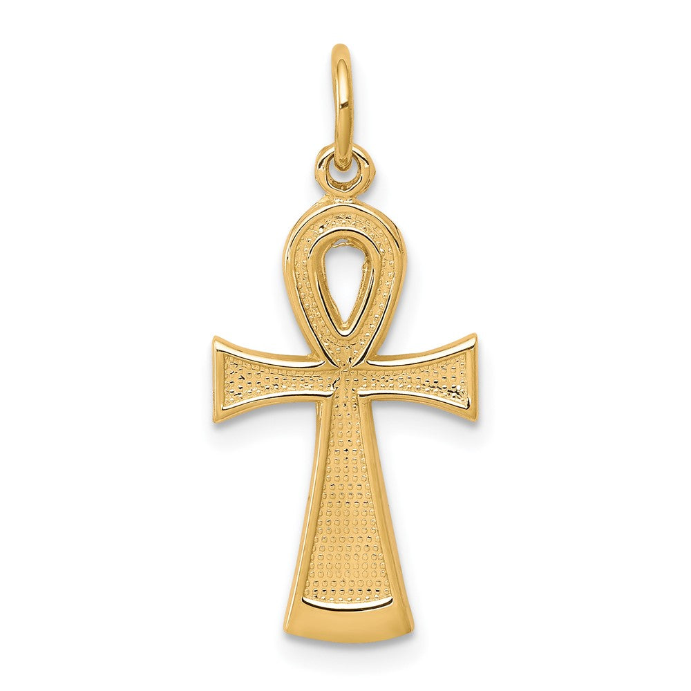 10k Yellow Gold 13 mm Solid Flat-Backed Ankh/Egyptian Cross Pendant (0.95 grams)