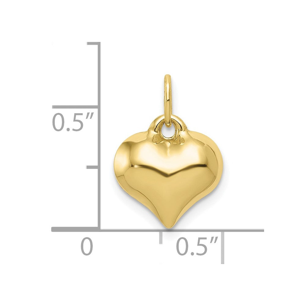 10k Yellow Gold 11 mm Polished 3-D Heart Pendant (0.4 grams)