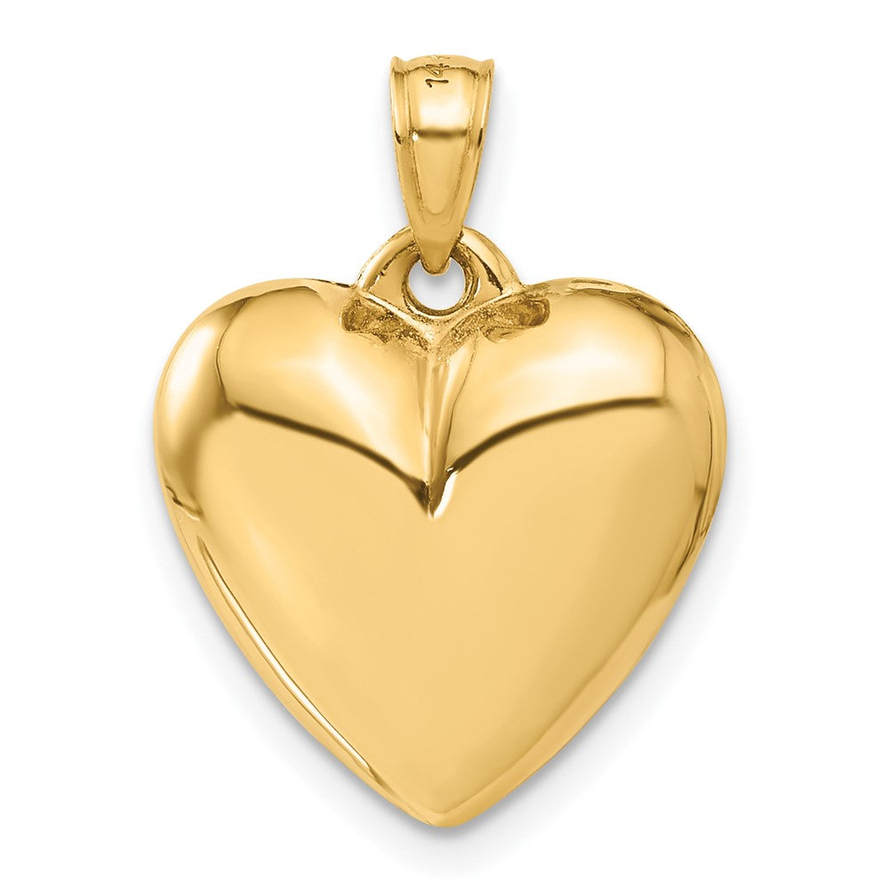 10k Yellow Gold 16 mm Polished 3-D Heart Pendant (1.06 grams)