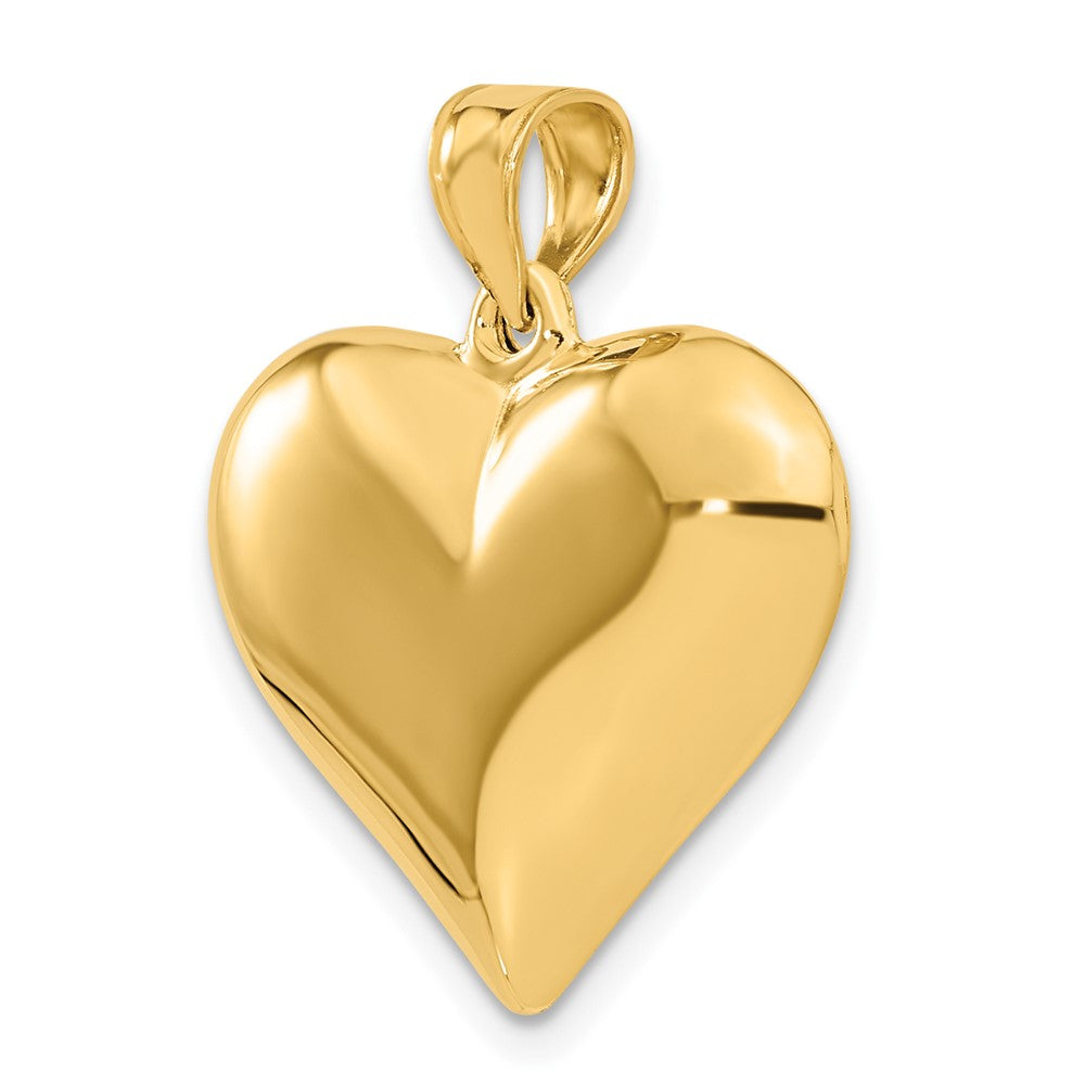 10k Yellow Gold 22 mm Polished 3-D Heart Pendant (1.5 grams)