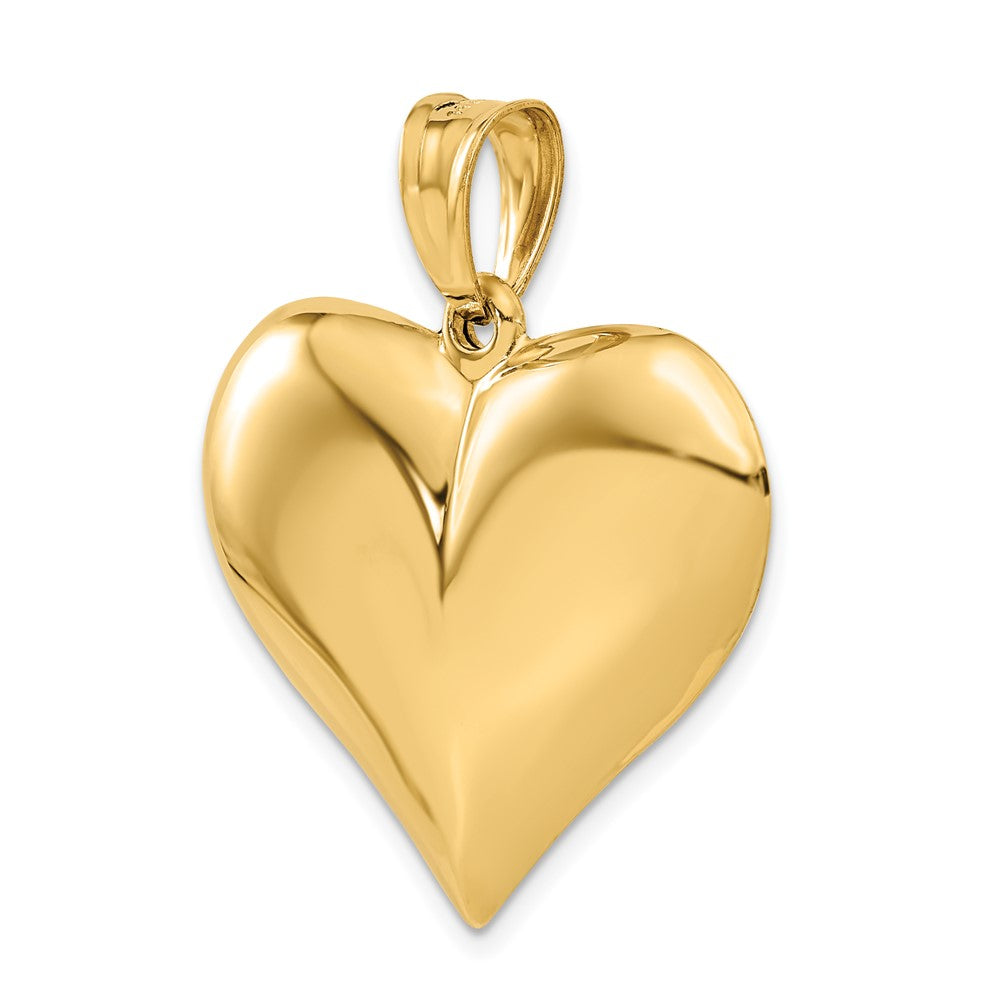 10k Yellow Gold 31 mm Polished 3-D Heart Pendant (3.11 grams)