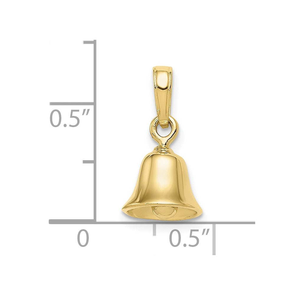 10k Yellow Gold 19 mm 3-D Moveable Bell Pendant (1.32 grams)