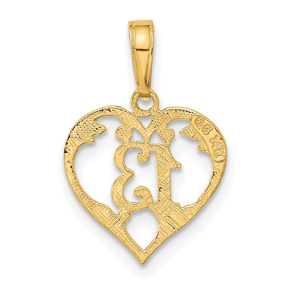 10k Yellow Gold 13 mm in Heart Cut-out Pendant (0.59 grams)