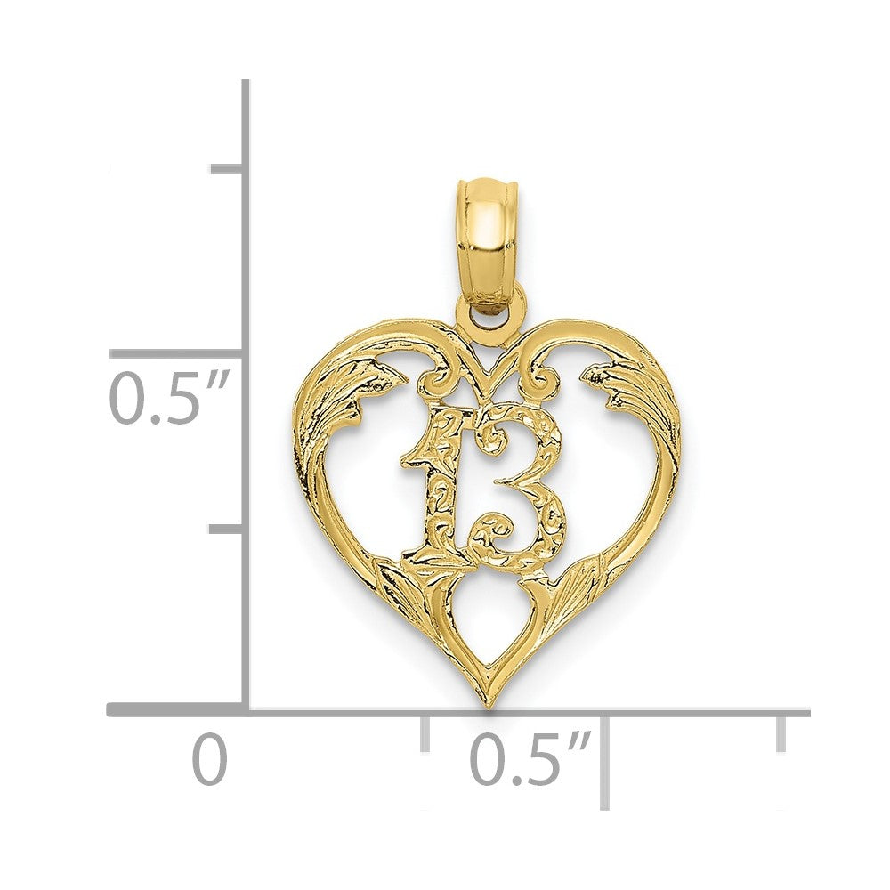 10k Yellow Gold 13 mm in Heart Cut-out Pendant (0.59 grams)