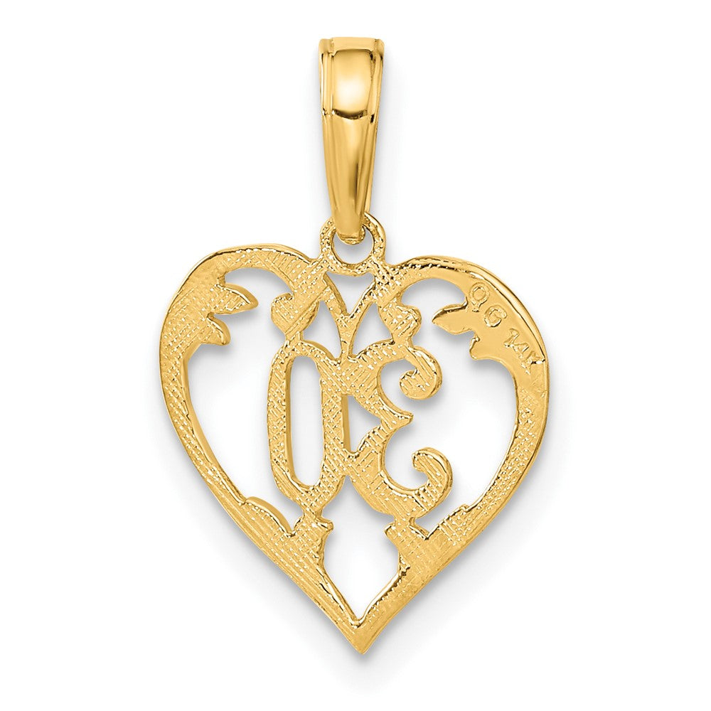 10k Yellow Gold 14 mm 30 in Heart Cut-out Pendant (0.52 grams)