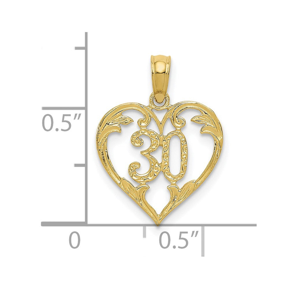 10k Yellow Gold 14 mm 30 in Heart Cut-out Pendant (0.52 grams)