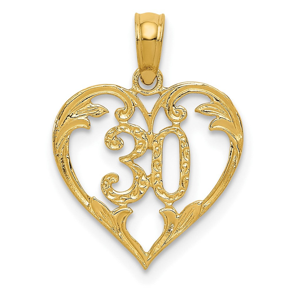 10k Yellow Gold 14 mm 30 in Heart Cut-out Pendant (0.52 grams)