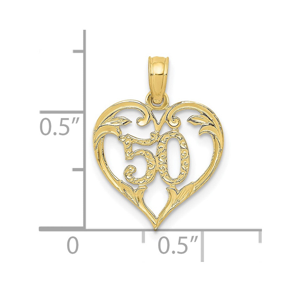 10k Yellow Gold 14 mm 50 in Heart Cut-out Pendant (0.61 grams)