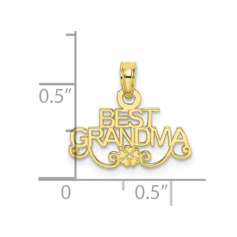 10k Yellow Gold 16.9 mm BEST GRANDMA With Flower Pendant (0.49 grams)