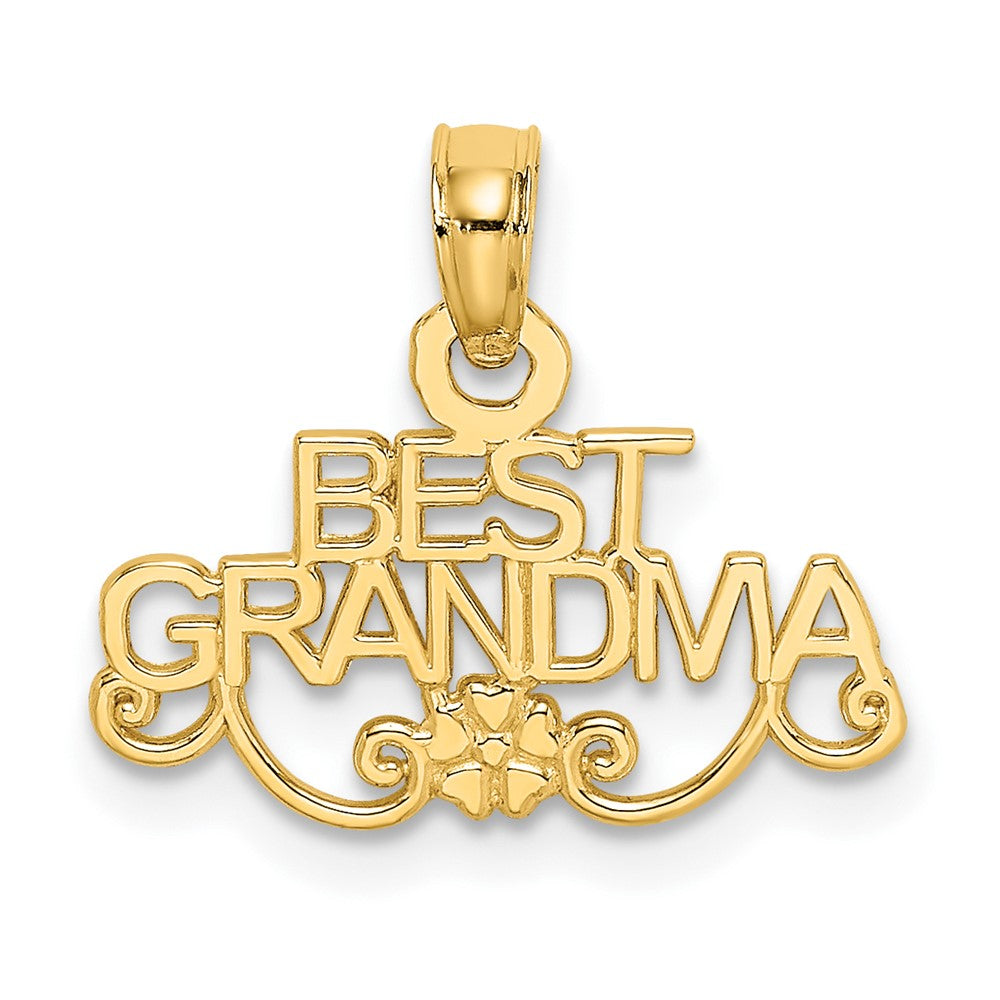 10k Yellow Gold 16.9 mm BEST GRANDMA With Flower Pendant (0.49 grams)