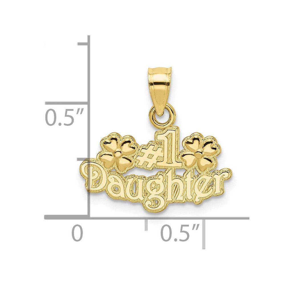 10k Yellow Gold 16.55 mm #1 DAUGHTER with Flowers Charm (0.7 grams)