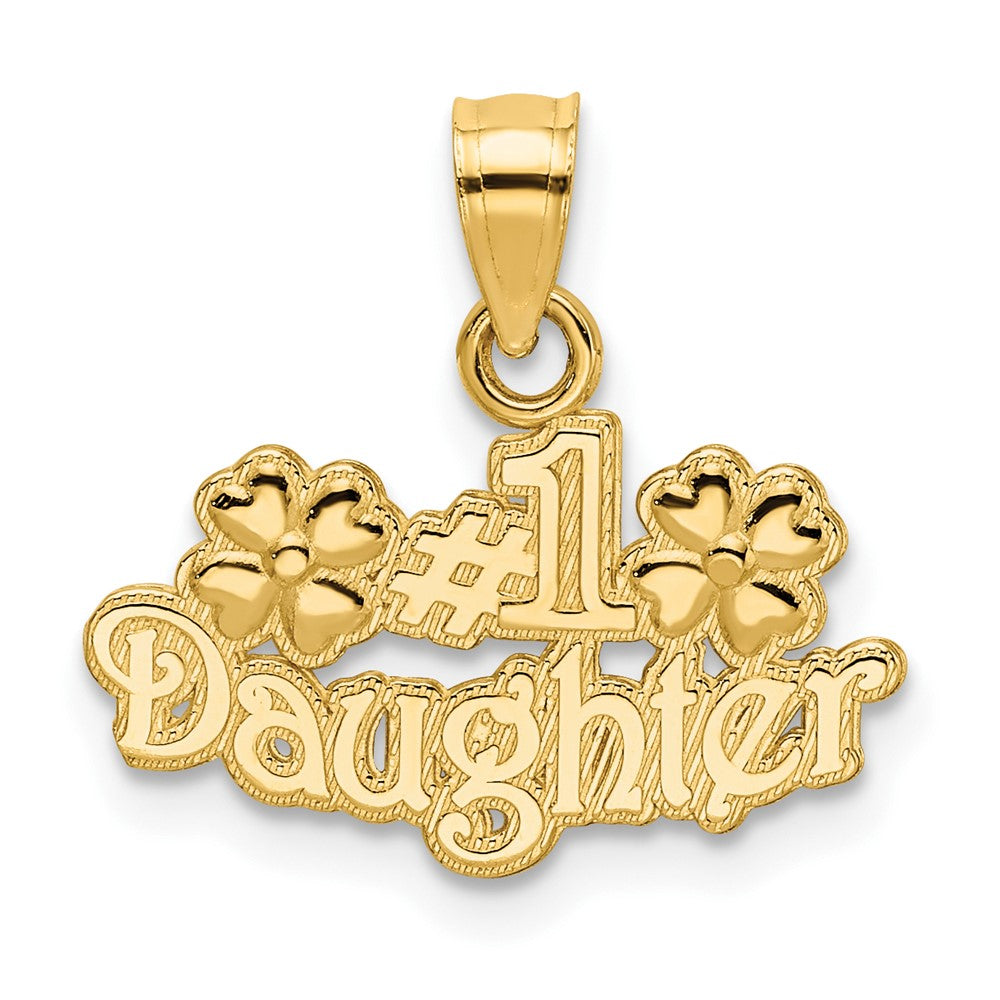 10k Yellow Gold 16.55 mm #1 DAUGHTER with Flowers Charm (0.7 grams)