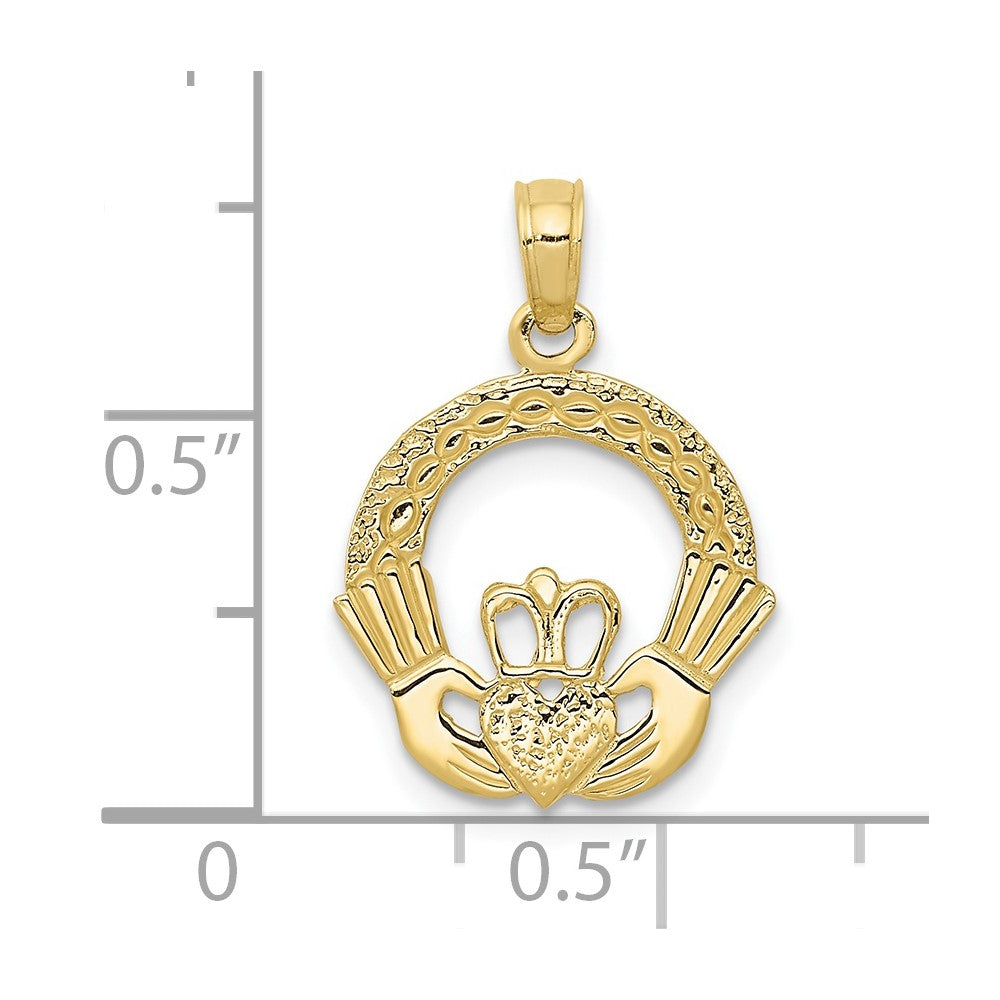 10k Yellow Gold 15 mm Claddagh Charm (0.77 grams)