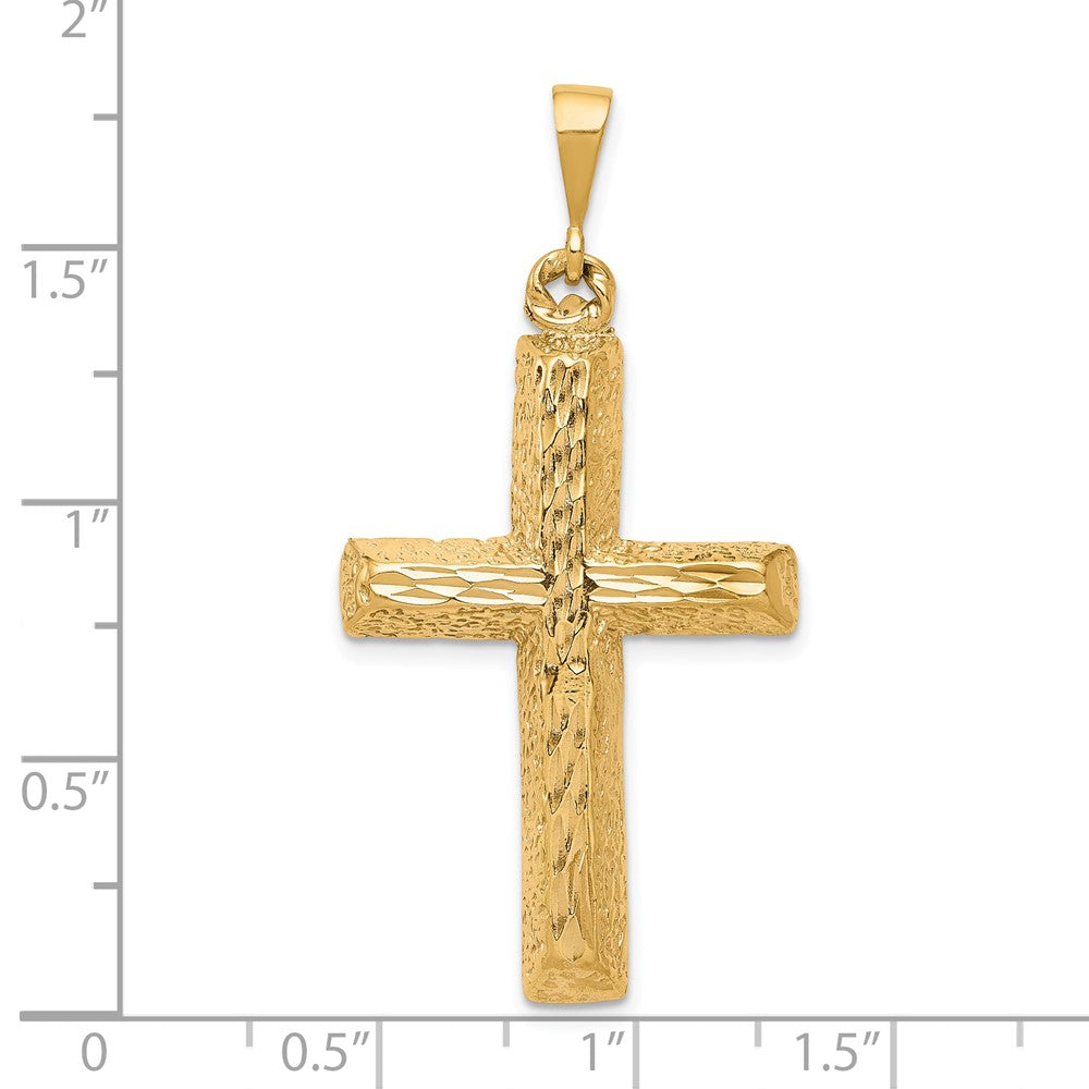 10k Yellow Gold 21 mm Diamond-cut Cross Pendant (2.96 grams)