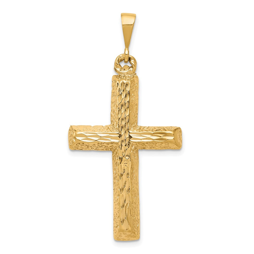 10k Yellow Gold 21 mm Diamond-cut Cross Pendant (2.96 grams)