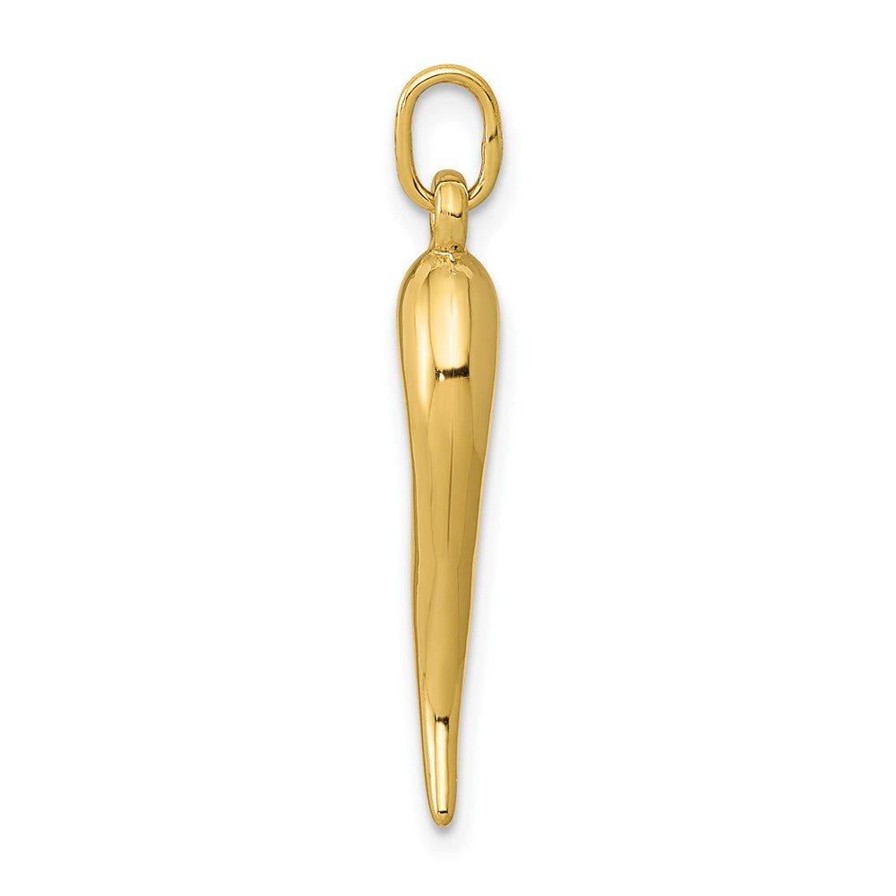 10k Yellow Gold 5 mm 3D Italian Horn Charm (0.39 grams)