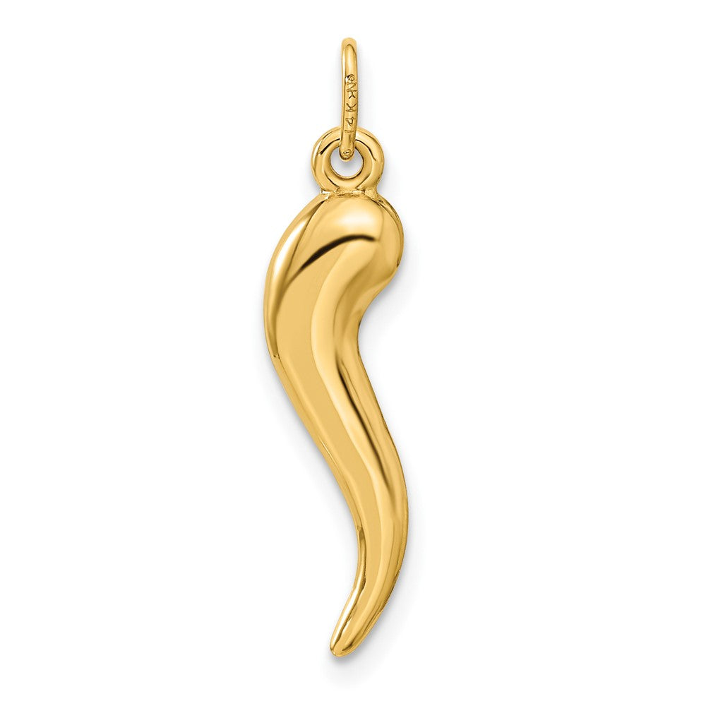 10k Yellow Gold 5 mm 3D Italian Horn Charm (0.39 grams)