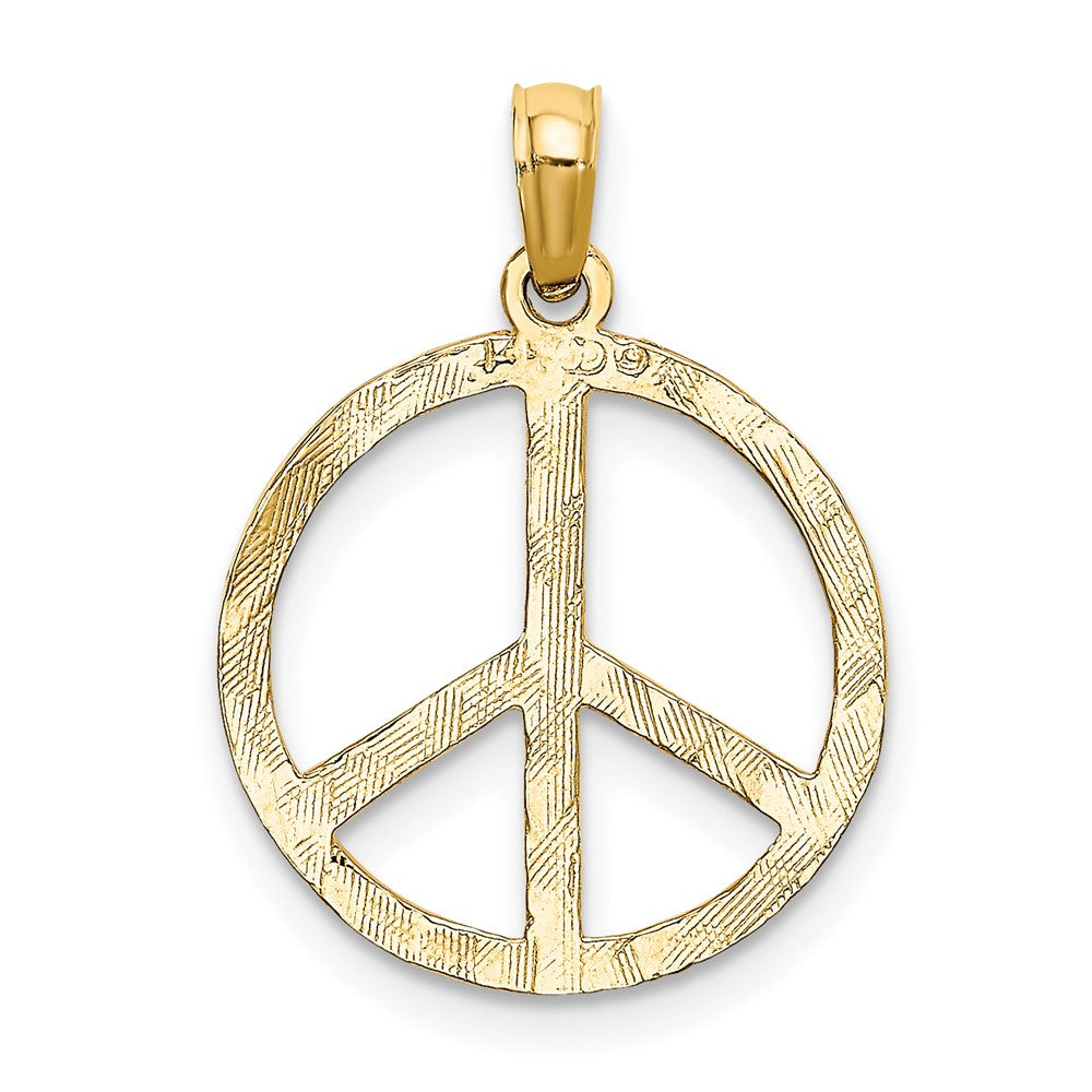 10k Yellow Gold 15 mm Textured Peace Sign Pendant (0.74 grams)