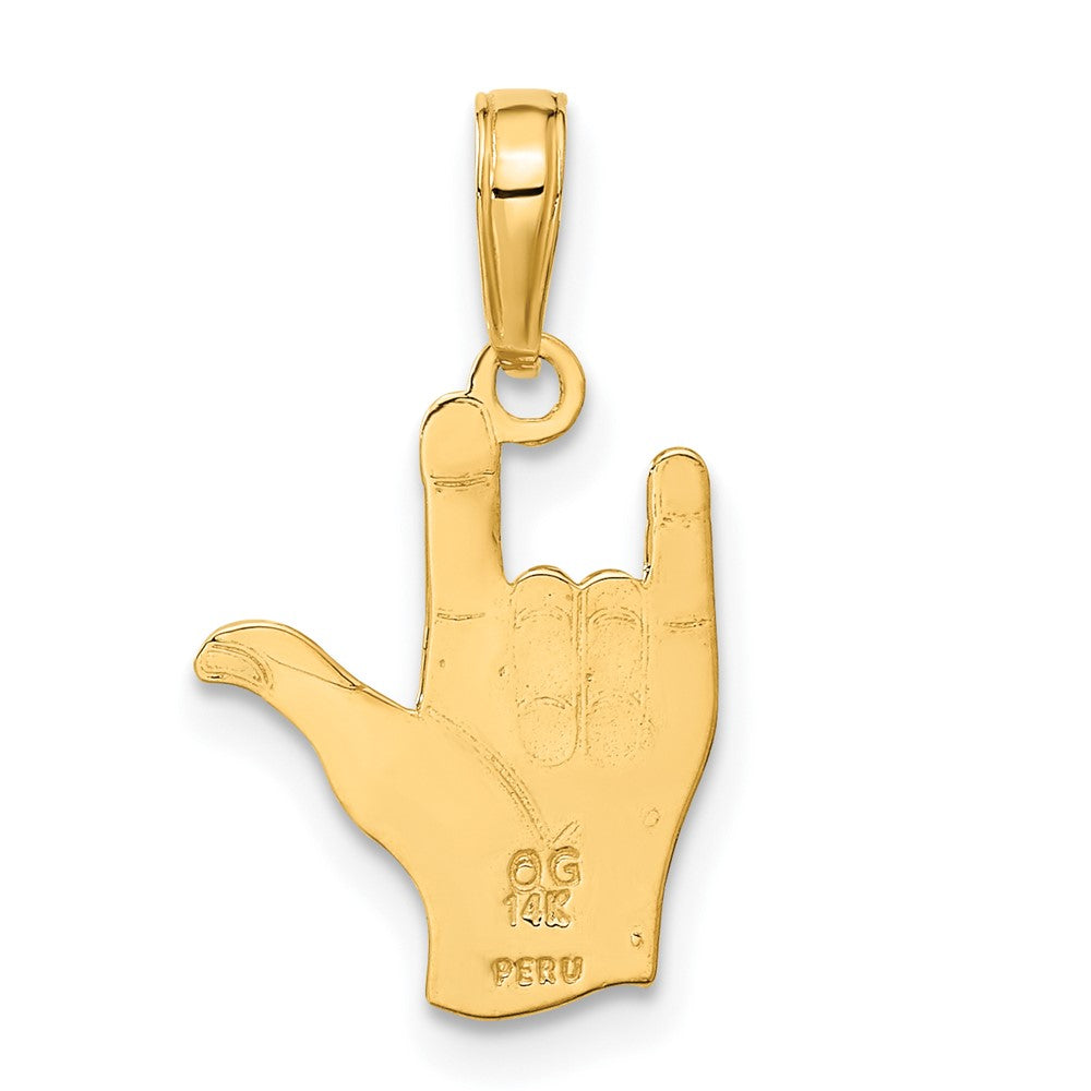 10k Yellow Gold 12 mm I Love You Hand/ Sign Language Pendant (0.69 grams)