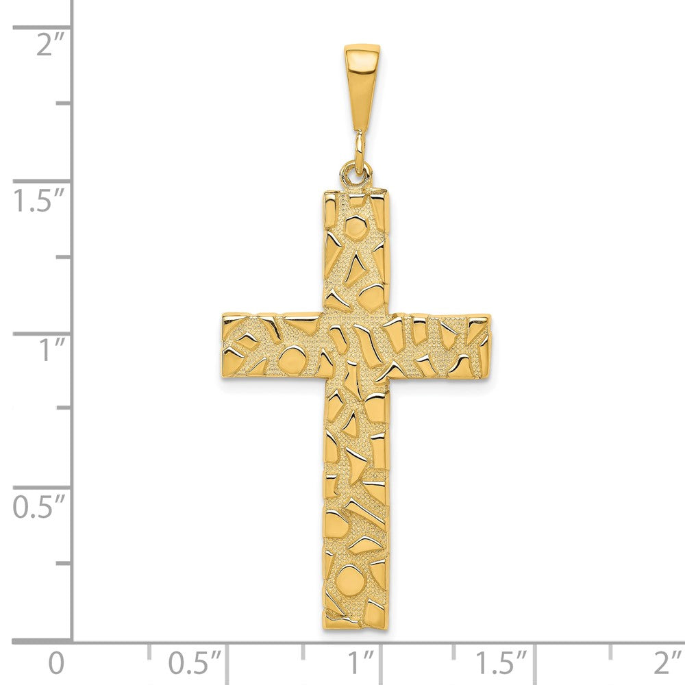 10k Yellow Gold 23 mm Polished Nugget Cross Pendant (3.84 grams)