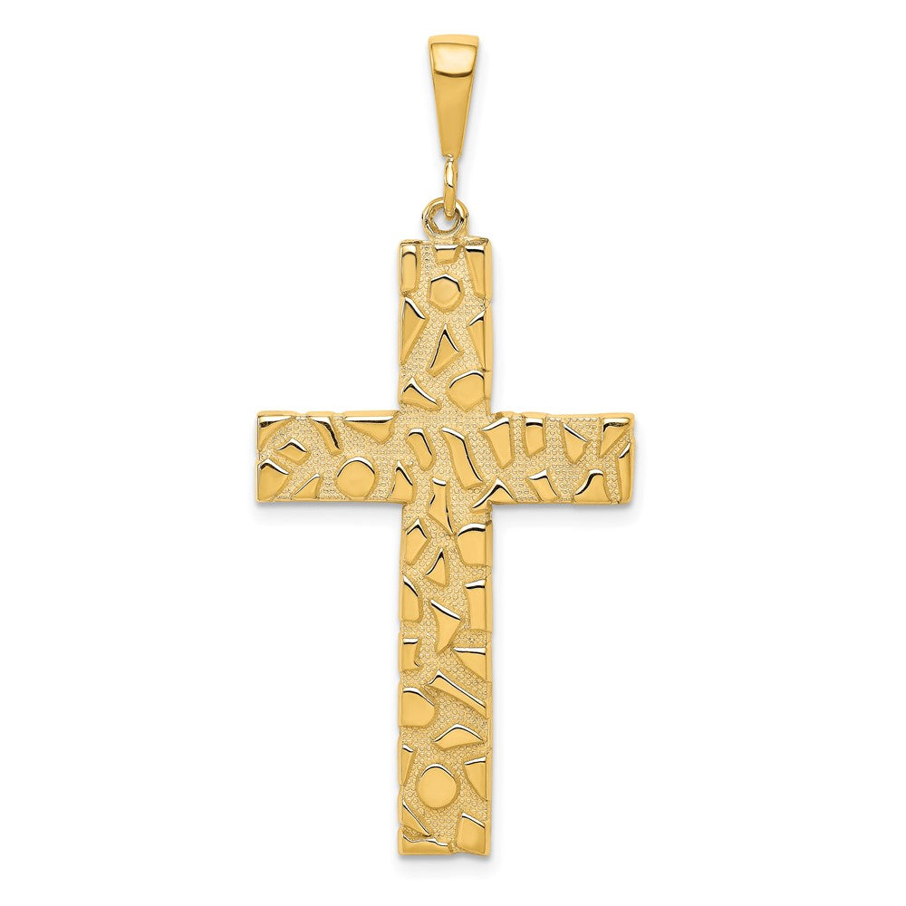 10k Yellow Gold 23 mm Polished Nugget Cross Pendant (3.84 grams)