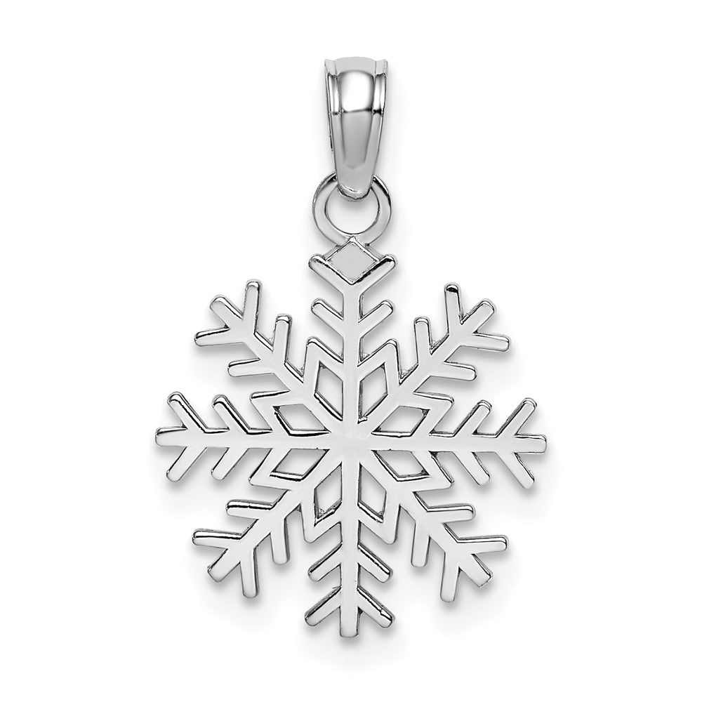 10k White Gold 13.8 mm Snowflake Pendant (1 grams)