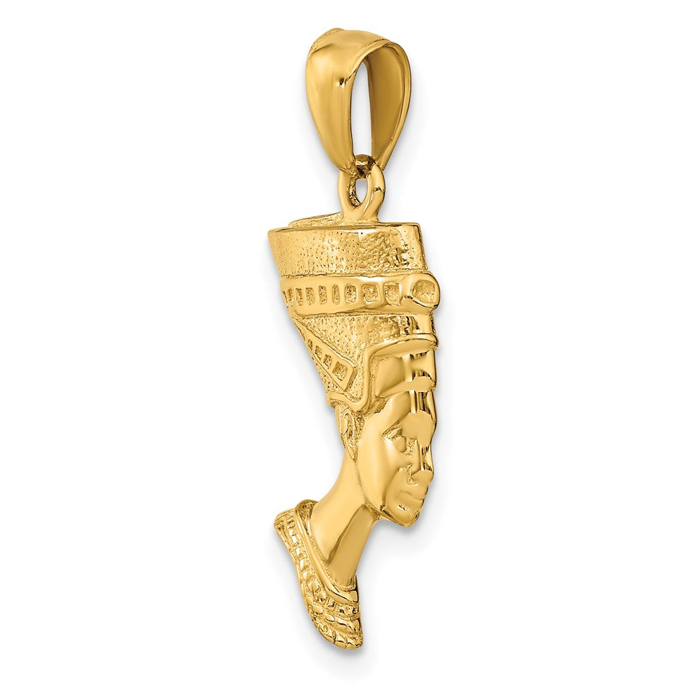 10k Yellow Gold 14 mm 3-D Nefertiti Pendant