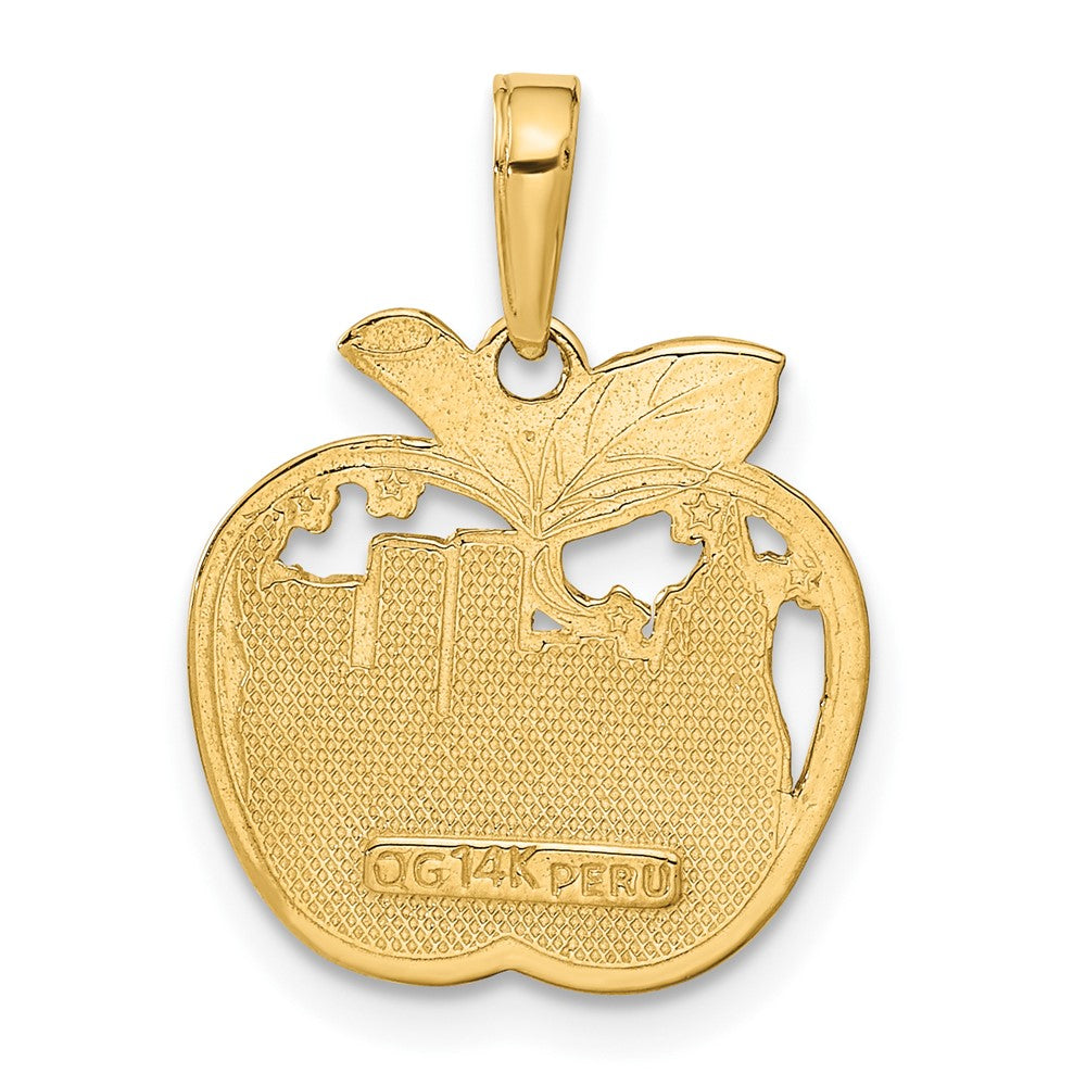 10k Yellow Gold 16 mm New York City Skyline in Apple Pendant (1.79 grams)