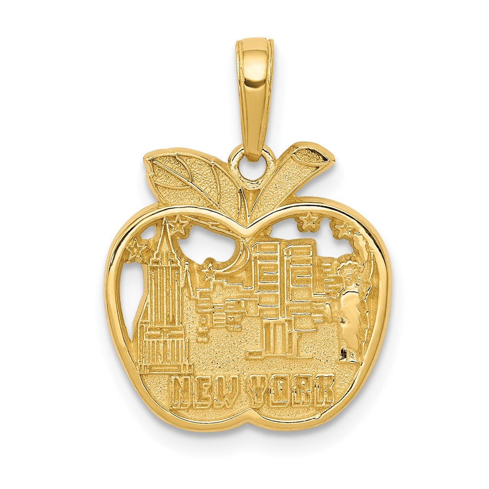 10k Yellow Gold 16 mm New York City Skyline in Apple Pendant (1.79 grams)