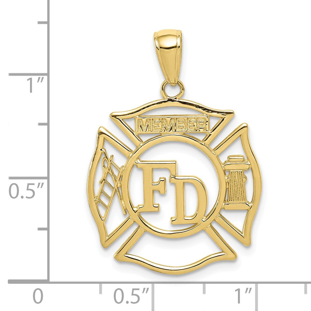 10k Yellow Gold 20.5 mm FD MEMBER in Shield Pendant (1.21 grams)