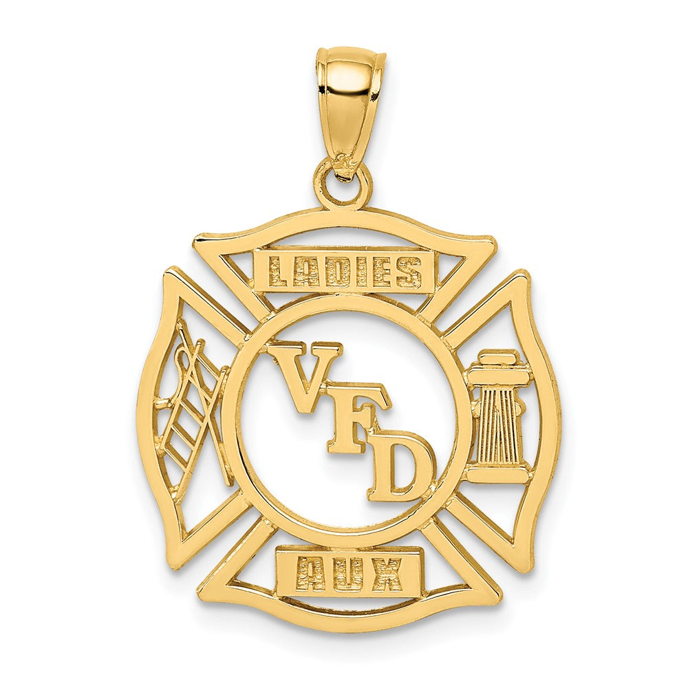 10k Yellow Gold 20.8 mm VFD Ladies AUX Shield Charm (1.41 grams)