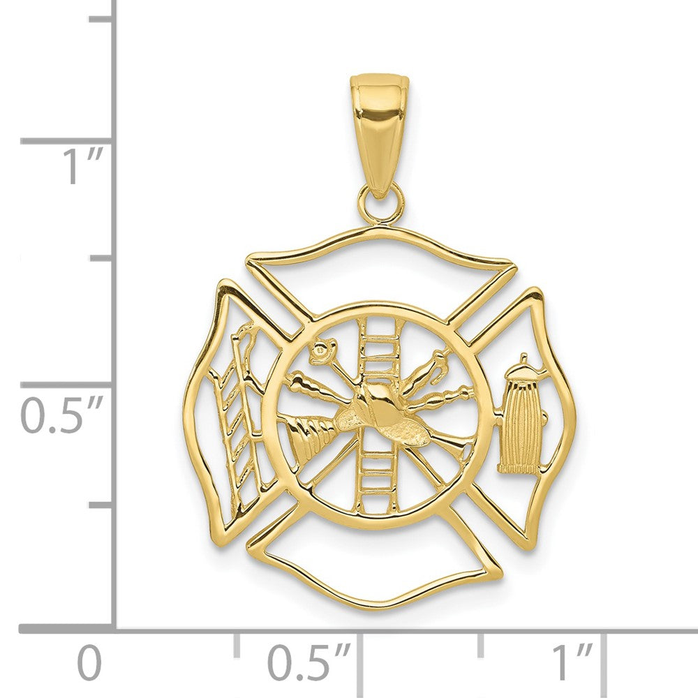 10k Yellow Gold 21 mm Fireman Shield Pendant (1.23 grams)